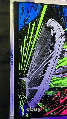 Marvel Vintage Black Light Silver Surfer Poster Glow Clean Velvet 1997 Funky