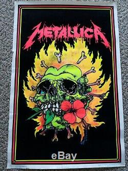 Metallica Blacklight Poster 1995 Burning Flowers ultra rare vintage original