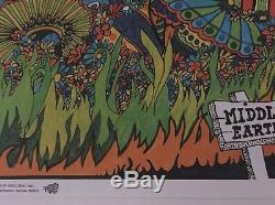 Middle Earth Vintage Blacklight Poster Dunham & Deatherage Psychedelic 1960's