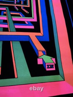 Mind Maze #1 BLACKLIGHT POSTER 32 Rare NOS Vtg 70s Flocked Unused Psychedelic