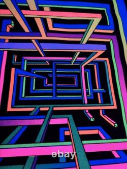 Mind Maze #1 BLACKLIGHT POSTER 32 Rare NOS Vtg 70s Flocked Unused Psychedelic