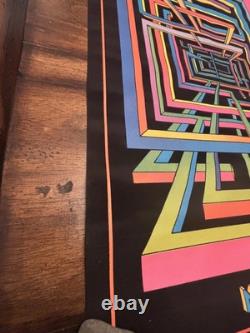 Mind Maze #1 BLACKLIGHT POSTER 32 Rare NOS Vtg 70s Flocked Unused Psychedelic