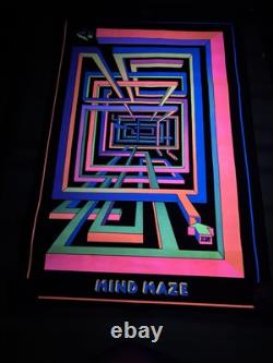 Mind Maze #1 BLACKLIGHT POSTER 32 Rare NOS Vtg 70s Flocked Unused Psychedelic