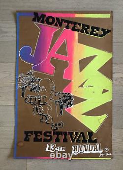 Monterey 13th Annual 1970 Jazz Festival Rare Black Light Poster