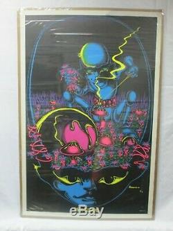 Moon Flower Black Light Psychedelic Vintage Poster Garage 1971 Petagno Cng425