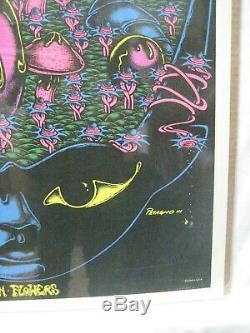 Moon Flower Magic Mushroom Black Light Psychedelic Vintage Poster 1971 Cng1085
