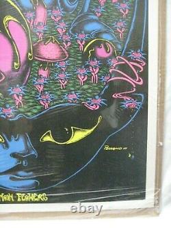 Moon Flower Magic Mushroom Black Light Psychedelic Vintage Poster 1971 Cng1086