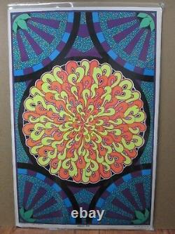 Mosaic Sun Vintage Black Light Poster 1968 Psychedelic Inv#G2141