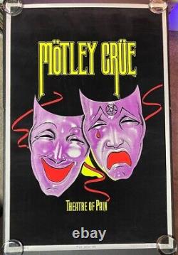 Motley Crue Theatre of Pain flocked Funky blacklight poster 811 1985 23x35 NOS