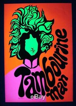 Mr. Tambourine Man BOB DYLAN Vintage Blacklight Poster Original full sized 1969