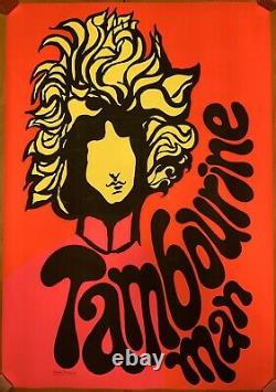 Mr. Tambourine Man Vintage Blacklight Poster Bob Dylan Original Pin-up 1960's 69