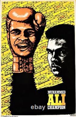 Muhammad Ali 1975 First Edition Black Light RARE Velvet Poster HUGE Custom FRAME