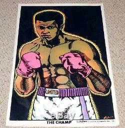 Muhammad Ali THE CHAMP Boxing Flocked Blacklight Poster 1975 Black Power Pride