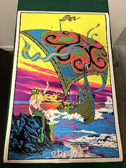 NEW Vintage 1970's VIKINGS RETURN Original Blacklight Poster 23x35 Russell PP130
