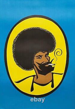 NEW Vintage 1973 Steffen & Gaines Inc AFRO ZIG-ZAG MAN POSTER Blacklight 22x32