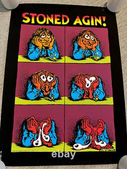 NEWithRARE Vintage 1970 Robert Crumb STONED AGAIN POSTER Blacklight Velvet 24x34