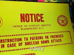 NUCLEAR BOMB WARNING VINTAGE 1970's HOUSTON BLACKLIGHT POSTER COMPANY -NICE