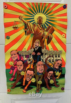 Neon Political 1973 Watergate Nixon Third Eye Inc Blacklight Psychedelic Poster