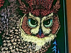 Night Watcher, 1970's Flocked Black Light Poster, Owl