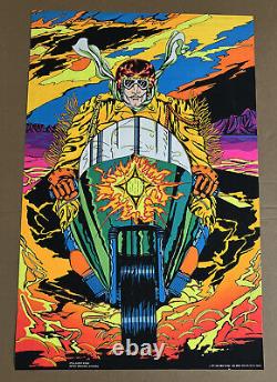 Night rider blacklight poster psychedelic motorcycle jean Paul mitchell 1970s