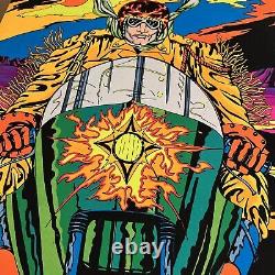 Night rider blacklight poster psychedelic motorcycle jean Paul mitchell 1970s