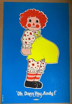 OH, DARN YOU ANDY RAGGEDY ANN 1970's VINTAGE BLACKLIGHT POSTER By Arthur Rice