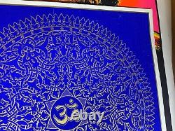 OM MANDALA 1967 VINTAGE BLACKLIGHT HIPPIE POSTER By A SIRKIA -NICE