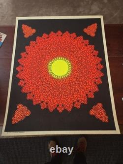 OM Mandala Blacklight Poster Cocorico Graphics Scarce 1970 23 by 29 Inches