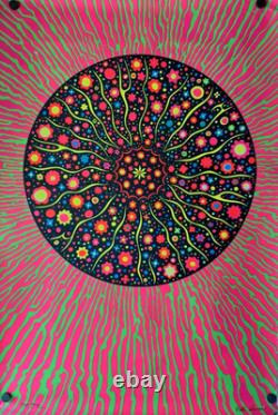 ORIGINAL RETRO 1969 BLACK LIGHT POSTER PSYCHEDELIC EYE SIGNED PETER ZAHRAN 24x35