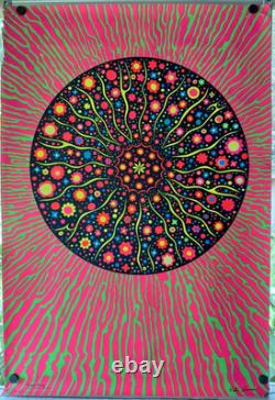 ORIGINAL RETRO 1969 BLACK LIGHT POSTER PSYCHEDELIC EYE SIGNED PETER ZAHRAN 24x35