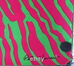 ORIGINAL RETRO 1969 BLACK LIGHT POSTER PSYCHEDELIC EYE SIGNED PETER ZAHRAN 24x35