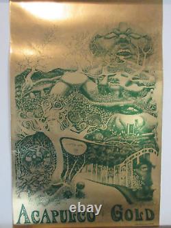 ORIGINAL vintage 1967 ACAPULCO GOLD PSYCHEDELIC ART POSTER MARIJUANA SIGNED