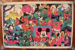 Original 1967 DISNEY ORGY WALLY WOOD Disneyland Cartoon Black Light 23x35 Auth