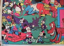 Original 1967 DISNEY ORGY WALLY WOOD Disneyland Cartoon Black Light 23x35 Auth