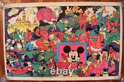 Original 1967 DISNEY ORGY WALLY WOOD Disneyland Cartoon Black Light 23x35 Auth