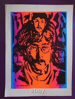 Original 1967-beatles Blacklignt Poster-thepurple Realm-1967 Rsr Vio-silk Screen