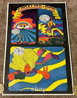 Original 1970 LEGALIZE POT Blacklight Poster, Rolled, Joe Petagno Art, 23x35