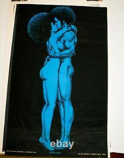 Original 1971 Afro Love Black Power Black Light Art Poster