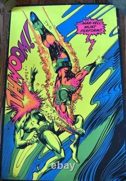 Original 1971 CAPTAIN MARVEL NAMOR MARVEL THIRD EYE Black light Poster P4