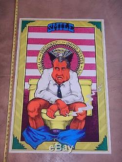 Original 1971 Petagno III Anti Richard Nixon Political Protest Blacklight Poster