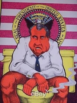 Original 1971 Petagno III Anti Richard Nixon Political Protest Blacklight Poster