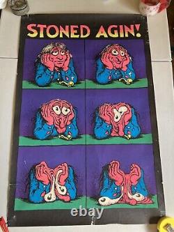 Original 1971 Stoned Agin! Black Light Poster R Crumb Hippie Head Shop O132