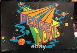 Original 1971 UNIVERSAL PEACE LOVE Black Light Poster JOHN WEBER Directional Art