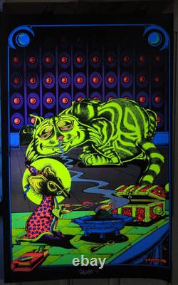 Original 1972 THE SORCERER & THE CAT Joe Petagno Black Light Poster Saladin
