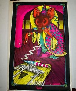 Original 1972 The Sorcerer High Weed Rat Hippie Black Light Art Poster
