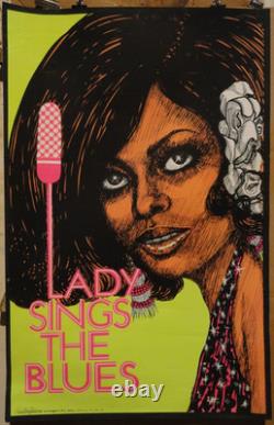 Original 1973 LADY SINGS THE BLUES Black Light Poster Geo. Stowe Jr. One Stop LA