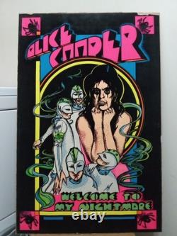 Original 1975 Alice Cooper Poster Vintage Blacklight Black Light