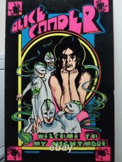Original 1975 Alice Cooper Poster Vintage Blacklight Black Light
