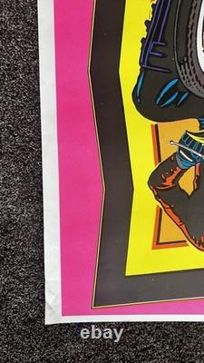 Original 1975 Blacklight Day Glo MOTO CROSS dirt bike Poster ACE by S Menlo