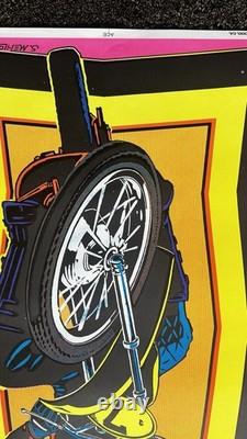 Original 1975 Blacklight Day Glo MOTO CROSS dirt bike Poster ACE by S Menlo